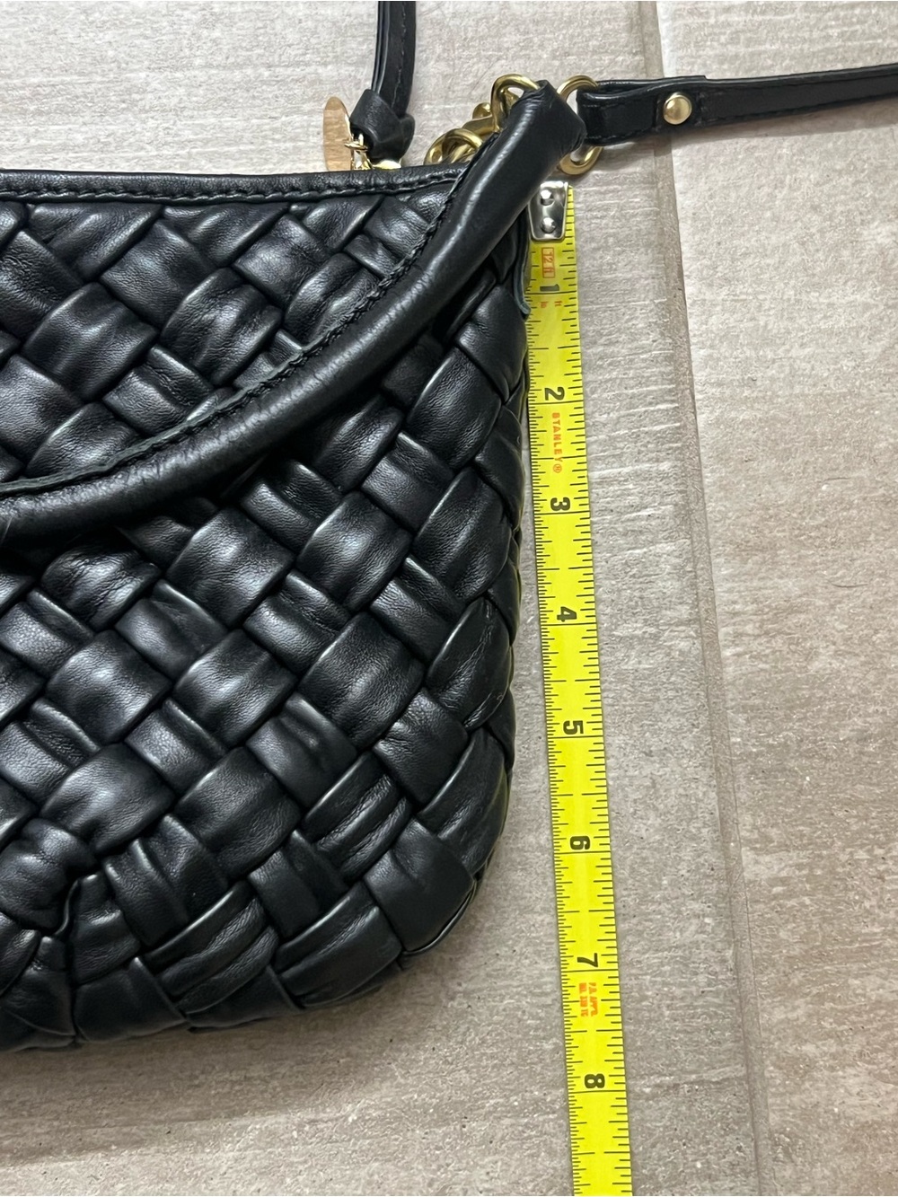 Clare V Black Petit Moyen Puffy Woven Leather Shoulder Bag with Gold Hardware - Picture 12 of 12